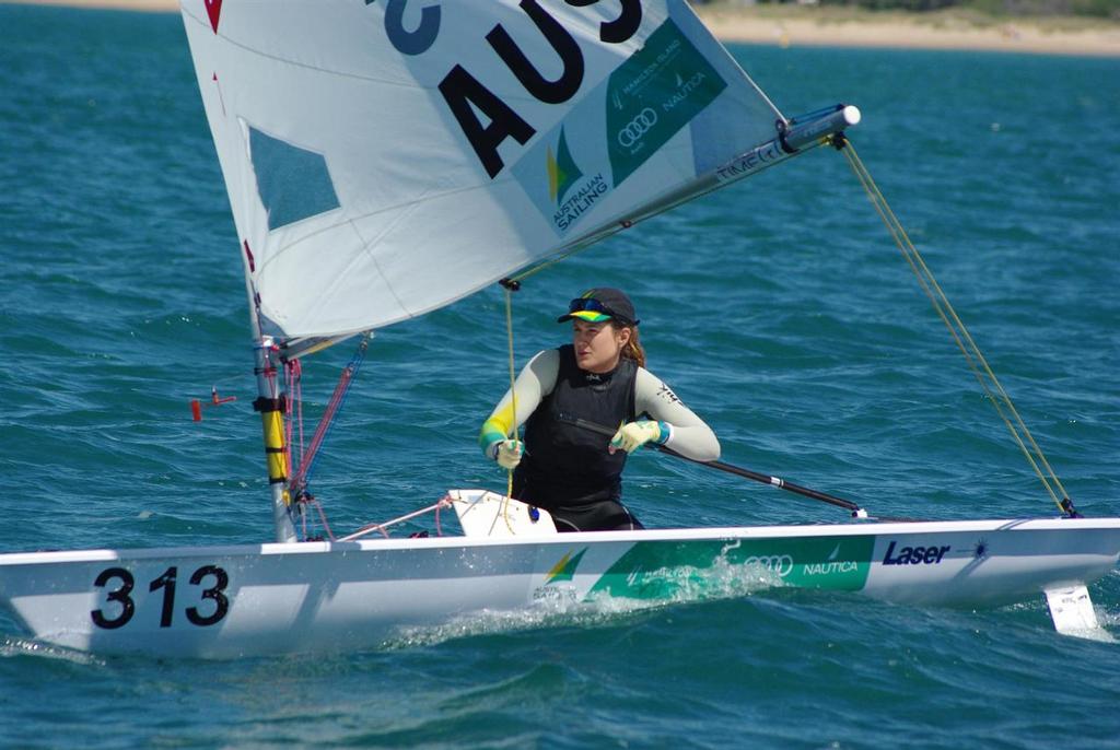 Ashley Stoddart preparing to gybe ©  Perth Sailing Photography